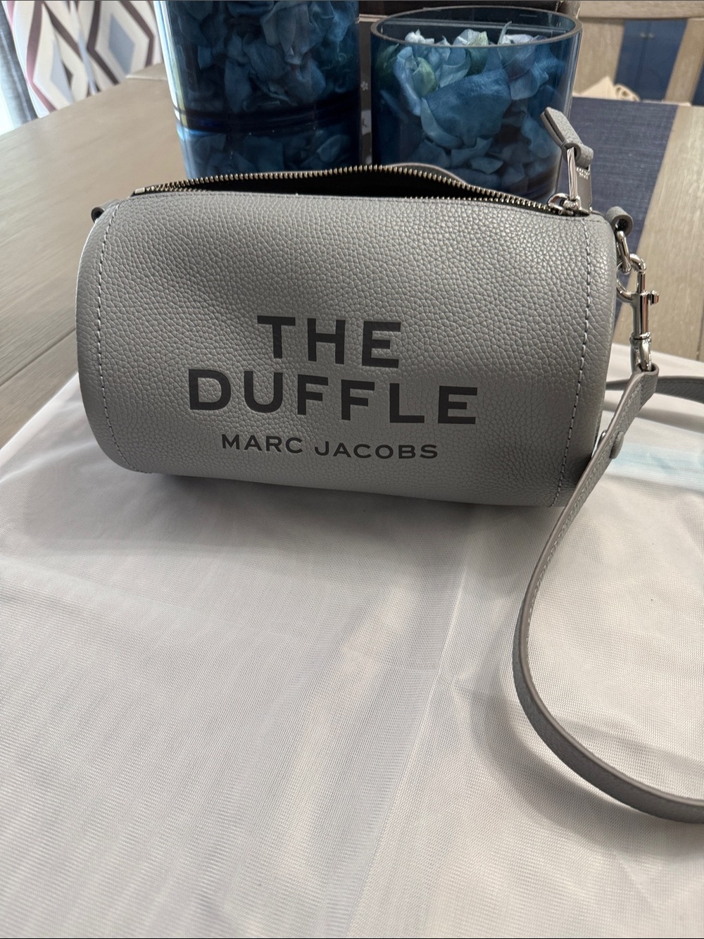 Marc Jacobs The Duffle Small Pebbled Leather Crossbody in Light Gray